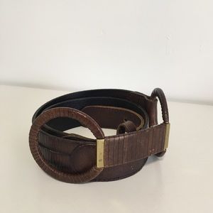 Vintage Brown Leather Ring Belt